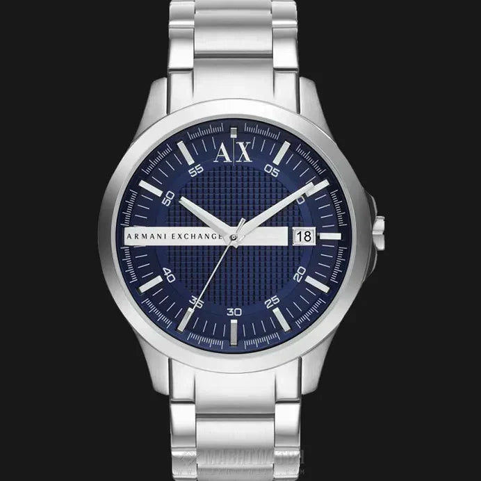 Armani Exchange Hampton AX2132 Men's Chronograph – Blue Dial with Silver Stainless Steel Bracelet