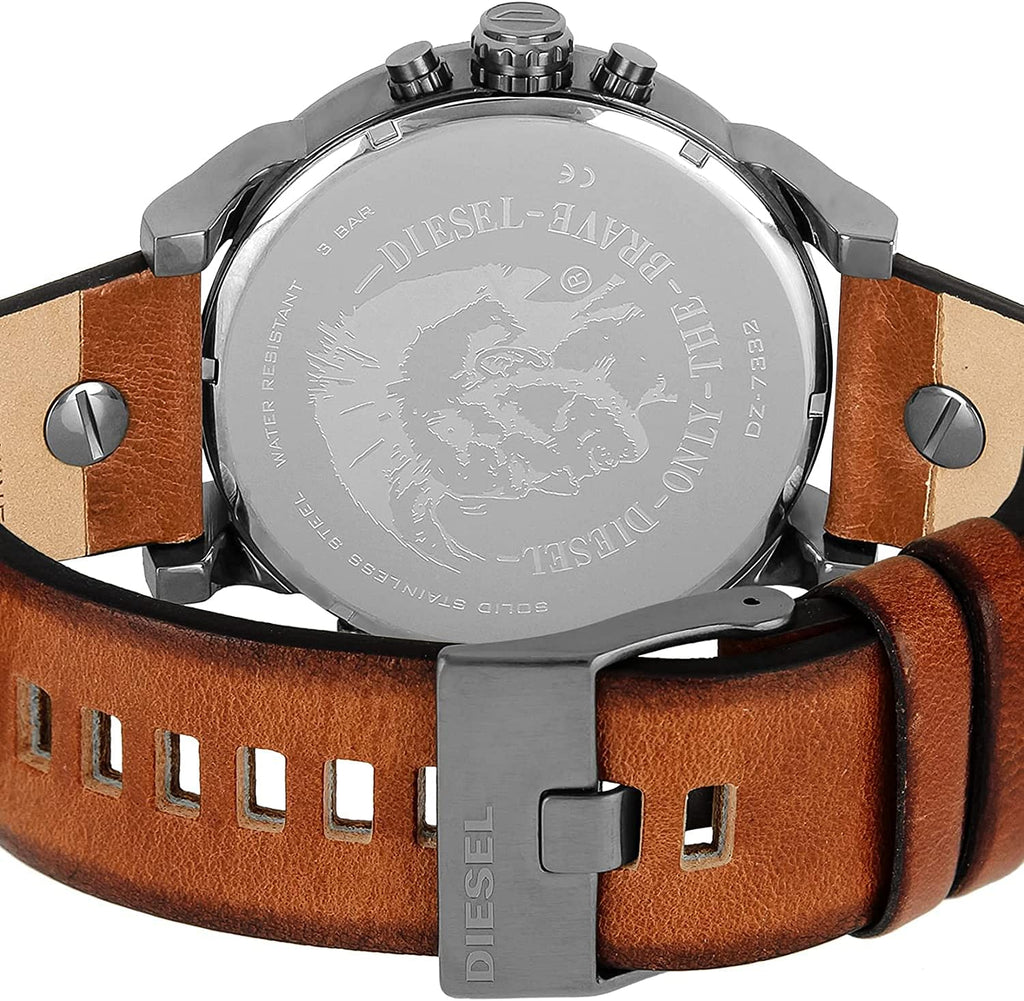 Diesel DZ7332 Mr. Daddy 2.0 Chronograph Men's Watch – Black Dial & Brown Leather Strap