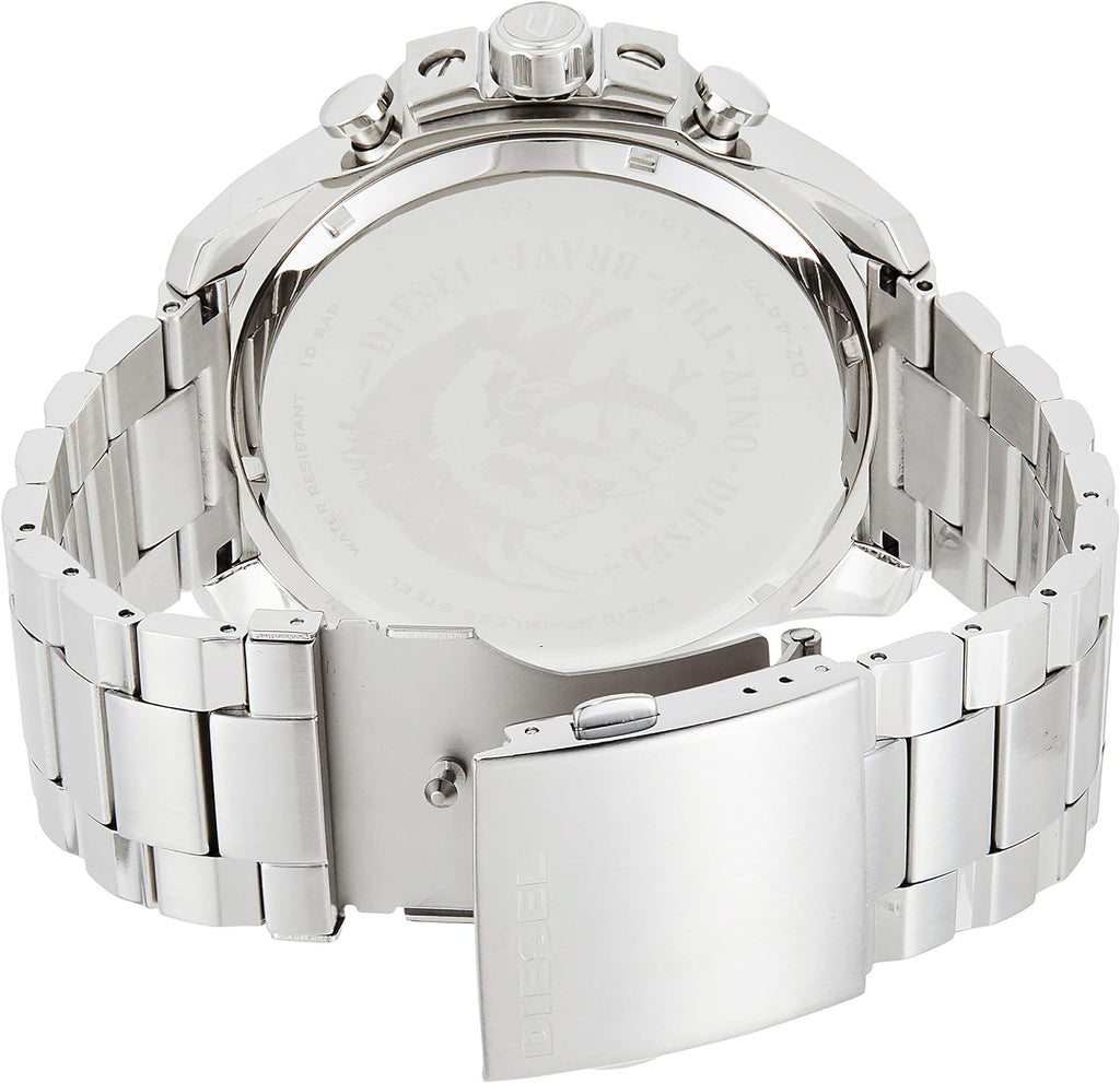 Diesel DZ4417 Mega Chief Chronograph Men's Watch – Blue Dial & Silver Stainless Steel Strap