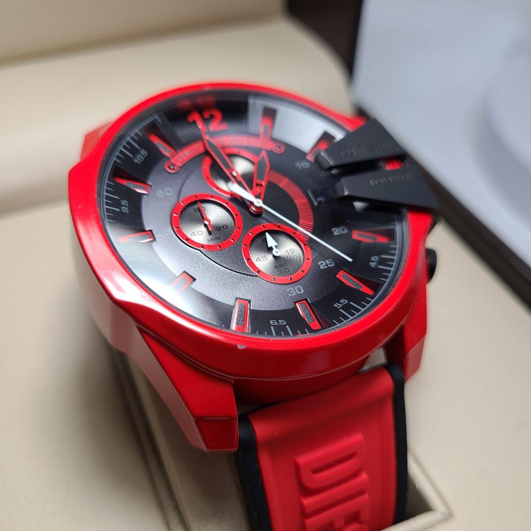 Diesel DZ4526 Mega Chief Chronograph Men's Watch – Black Dial & Red Rubber Strap