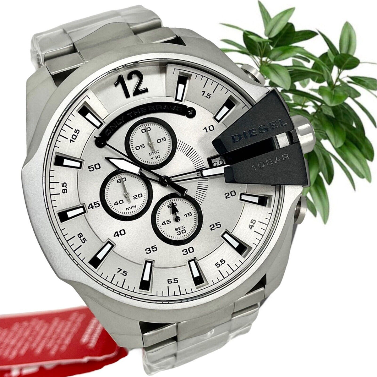 Diesel DZ4501 Mega Chief Chronograph Men's Watch – Silver Dial & Silver Stainless Steel Strap
